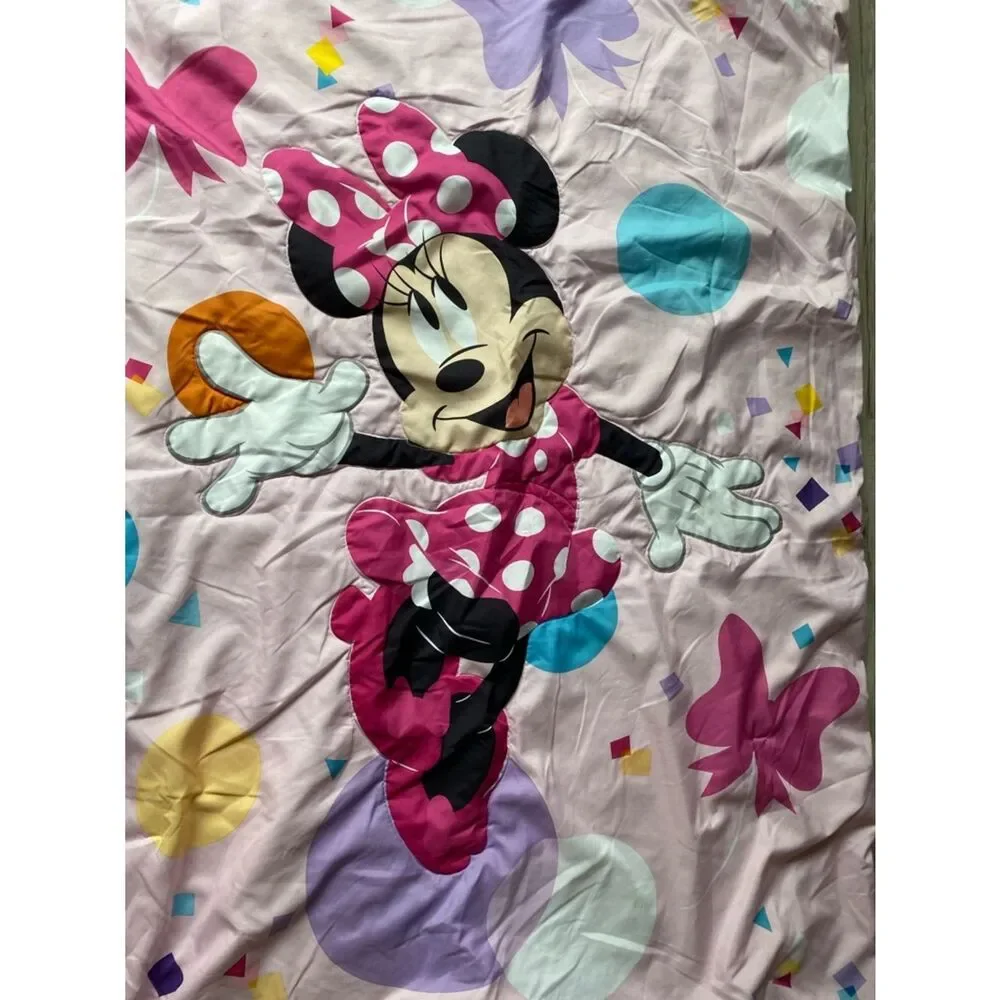 Disney Minnie Mouse Pink Polka Dot Reversible Comforter Toddler Size